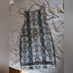 Snakeskin gray mini dress